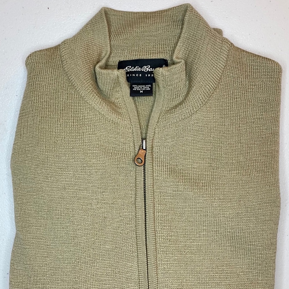 Eddie Bauer full length zip up wool sweater M